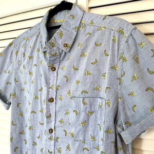 Sovereign Code Mens Banana Print Short Sleeve Button-Up Shirt